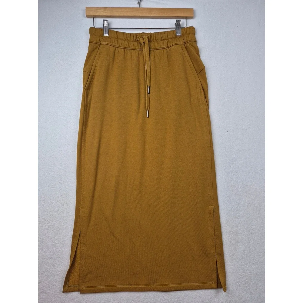 Lululemon Bound to Bliss Softstreme Maxi Skirt Size 6 Khaki Brown Side Slits